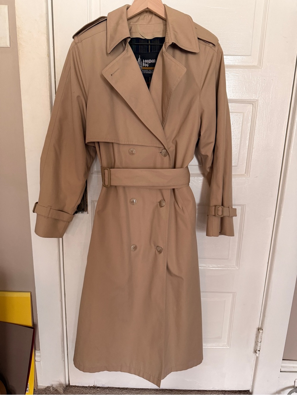 Vintage London Fog Women's Classic Tan Trench Coat with Removable Wool Lining